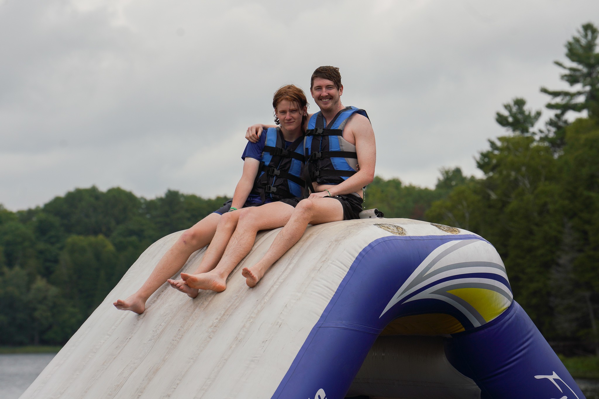 counsellors on the water slide