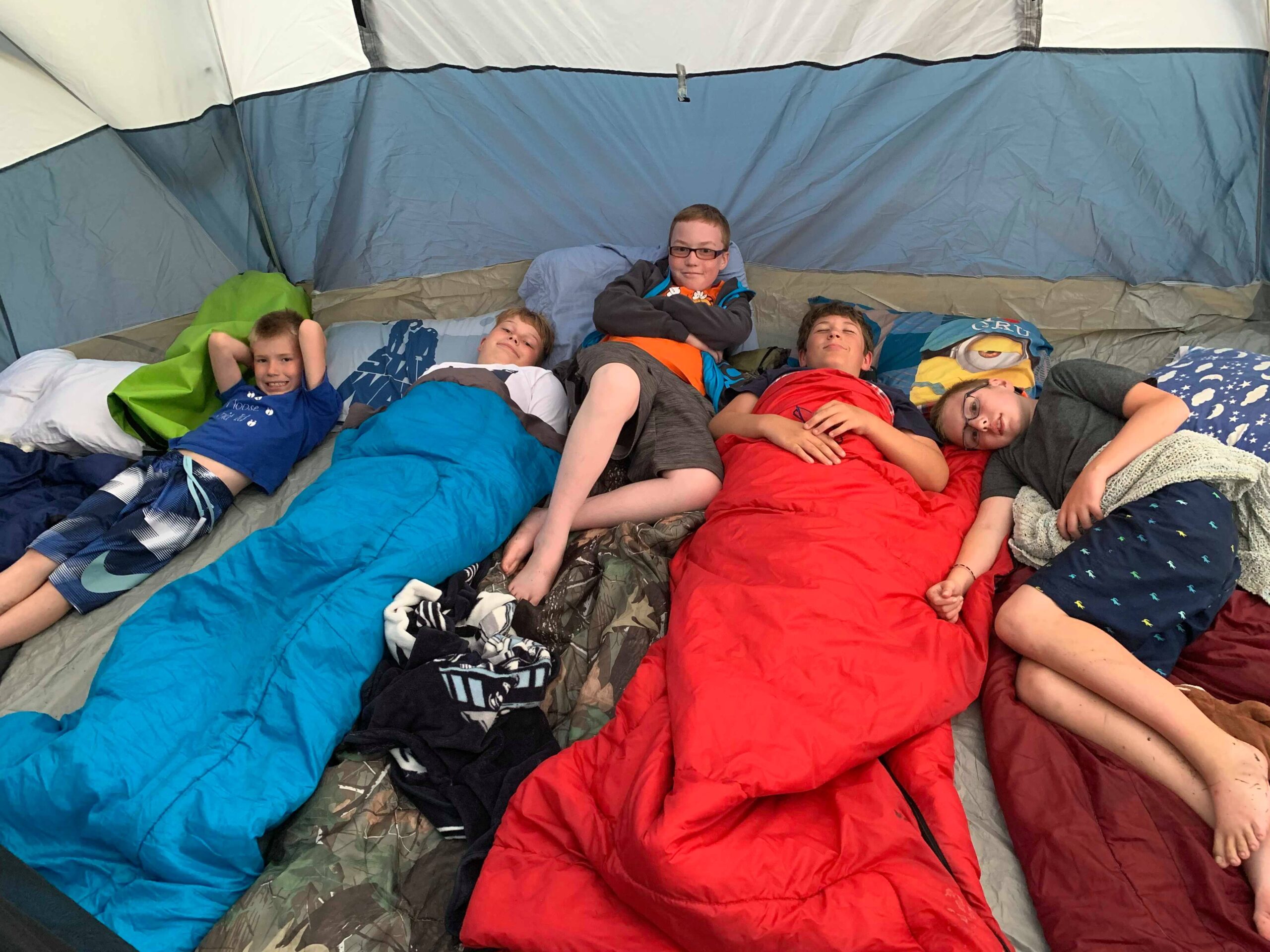 sleeping in tents during over night